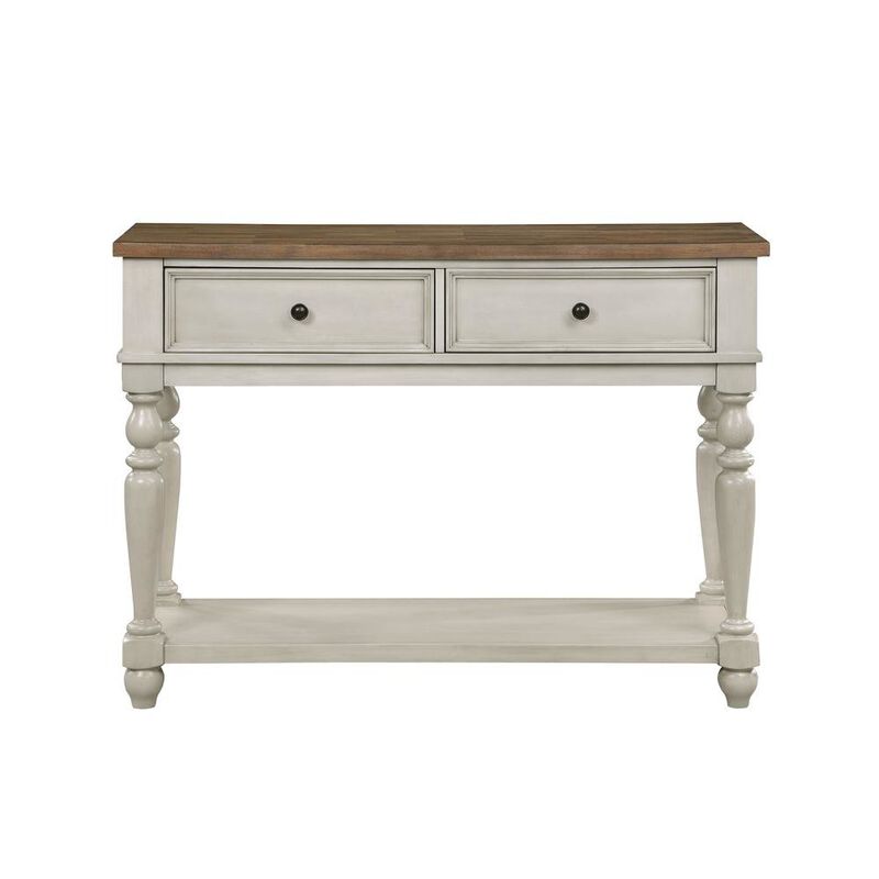 Furnifact White Rustic Sideboard Solid Wood Vintage Console Table With Drawers image number 4