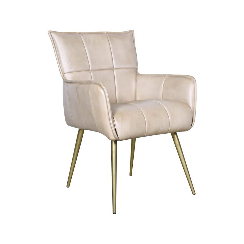 World Interiors Thorpe Surrey Armchair in in Antique Ivory Leather and Gold Legs image number 2