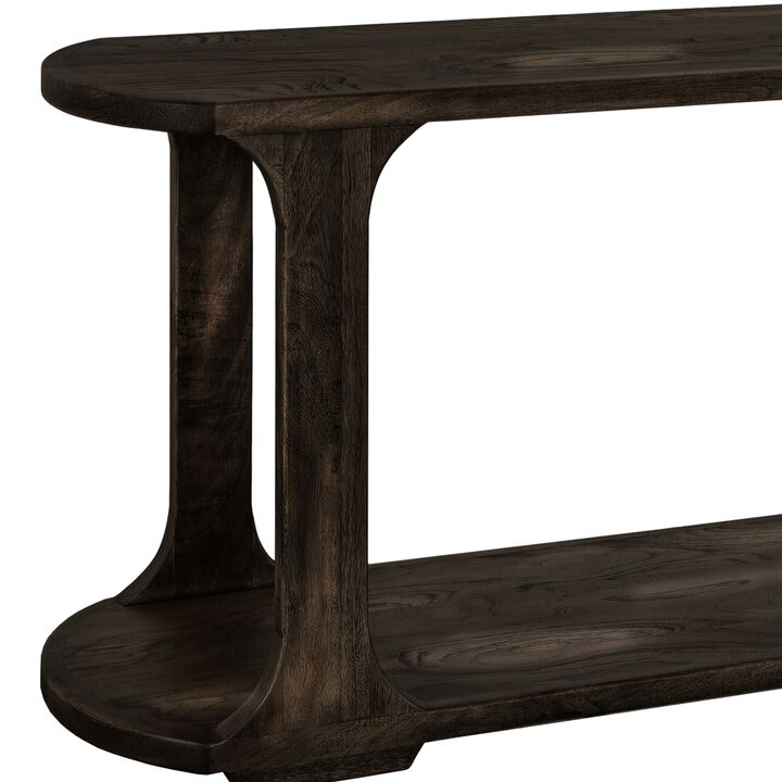 Eray Sofa Console Table, 1 Shelf, Oblong Frame, Black Teak, 59 Inch