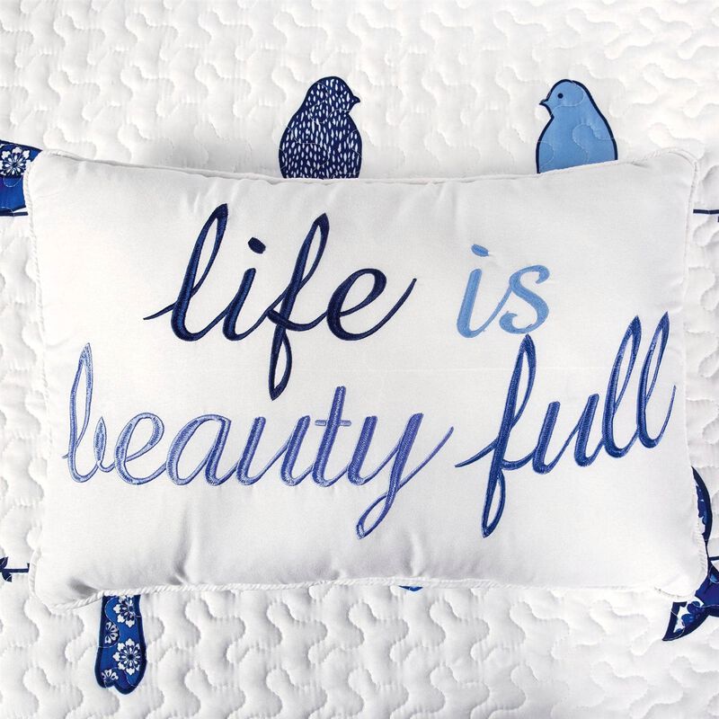 Reversible Floral Birds on Wire 7-Piece Lightweight Quilt Set &ndash; Comfortable and Decorative Bedding