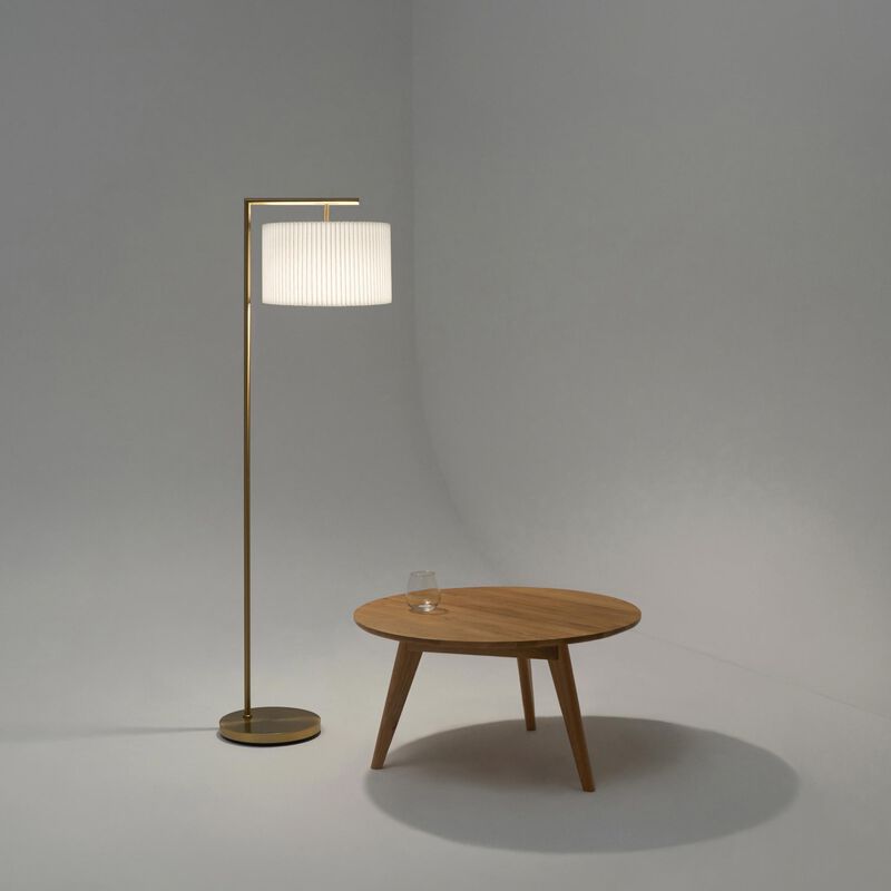Montage Modern LED Floor Lamp - Pleated Shade in Brass