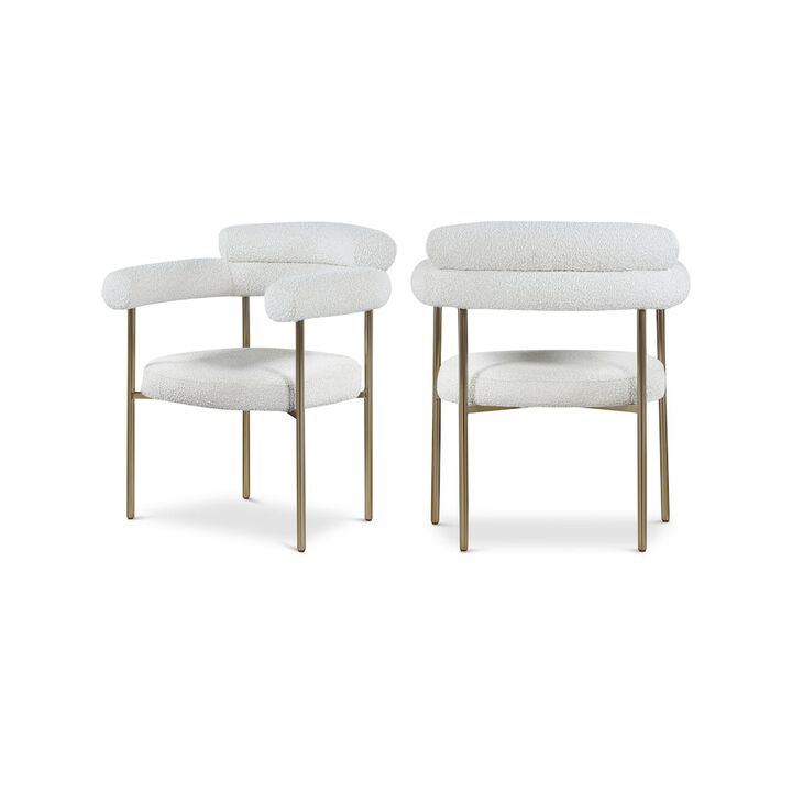 Meridian Furniture Blake Cream Boucle Fabric Dining Chair, Set of 2