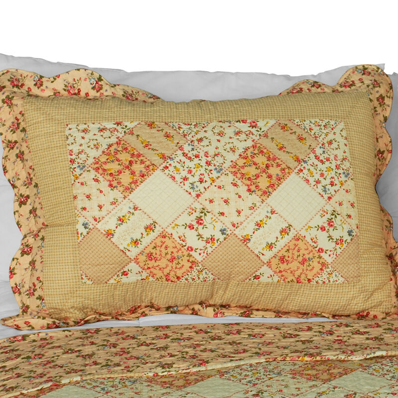 3PC Cotton Printed Quilt Set Queen Size Vermicelli Quilted Soft Bed Cover Set image number 4