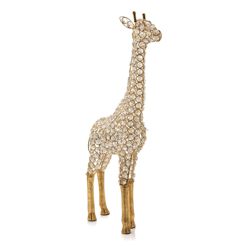 HomeRoots 23" Gold Aluminum And Faux Crystal Giraffe Tabletop Sculpture image number 0