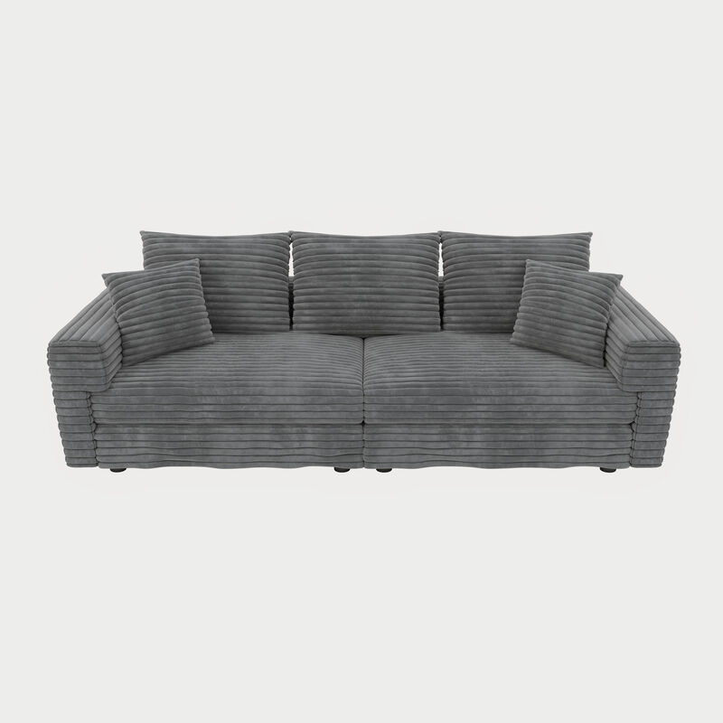 Merax Plush Corduroy 3-Seat Sofa Convertible Deep Seat Sofa Lounge image number 0