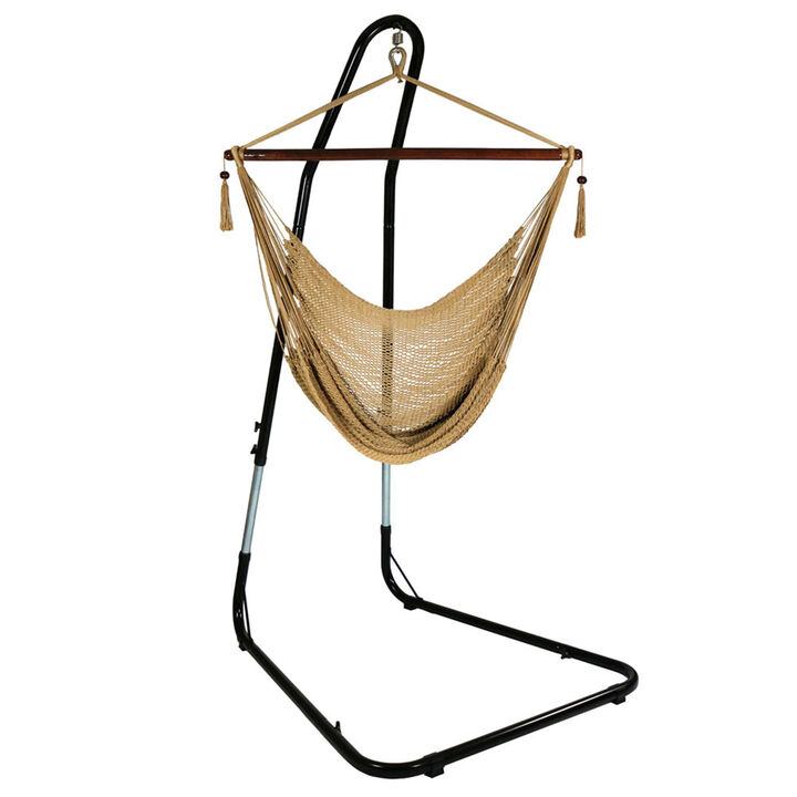 Sunnydaze Extra Large Hammock Chair with Adjustable Steel Stand - Tan