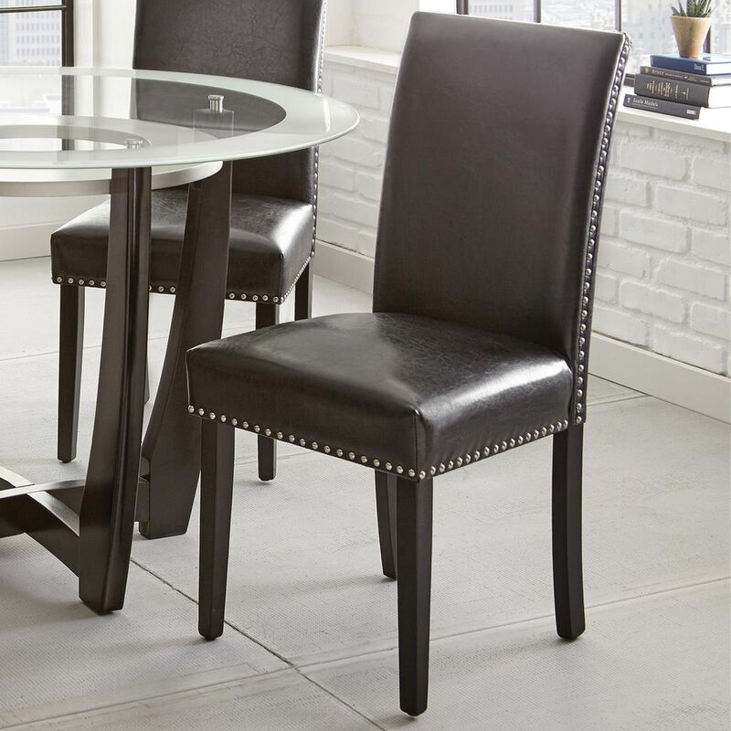 Verano Espresso Side Chairs with Black Vinyl