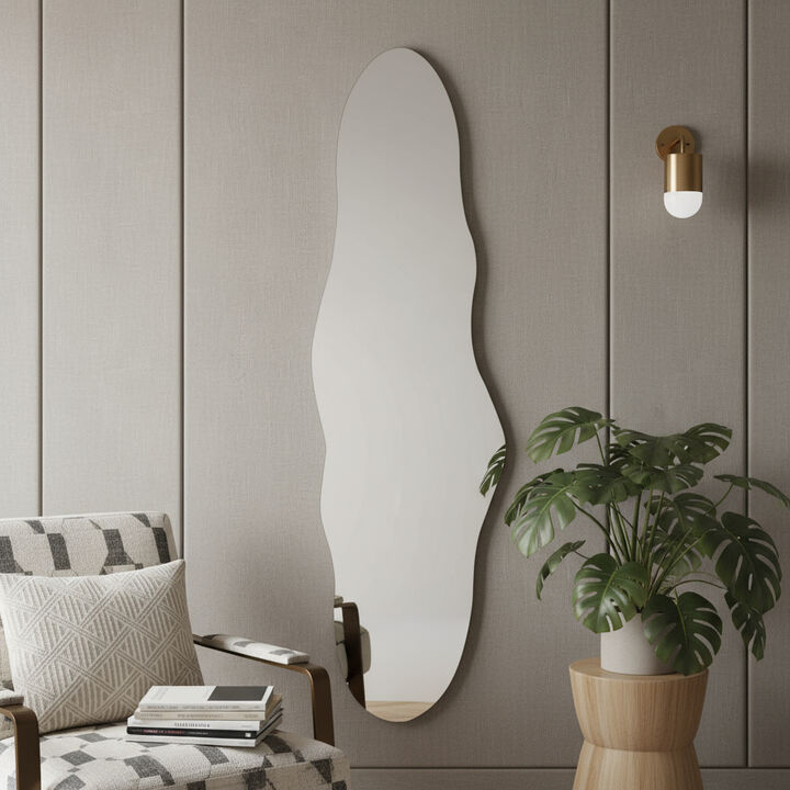 HomeRoots 59" Clear Abstract Frameless Accent Mirror