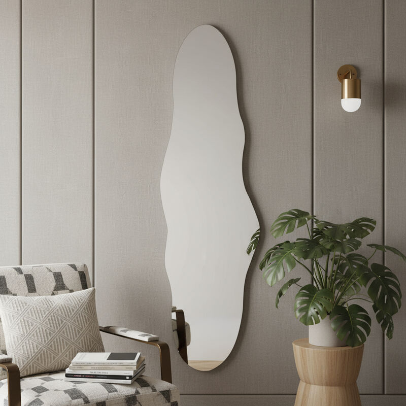 HomeRoots 59" Clear Abstract Frameless Accent Mirror image number 1