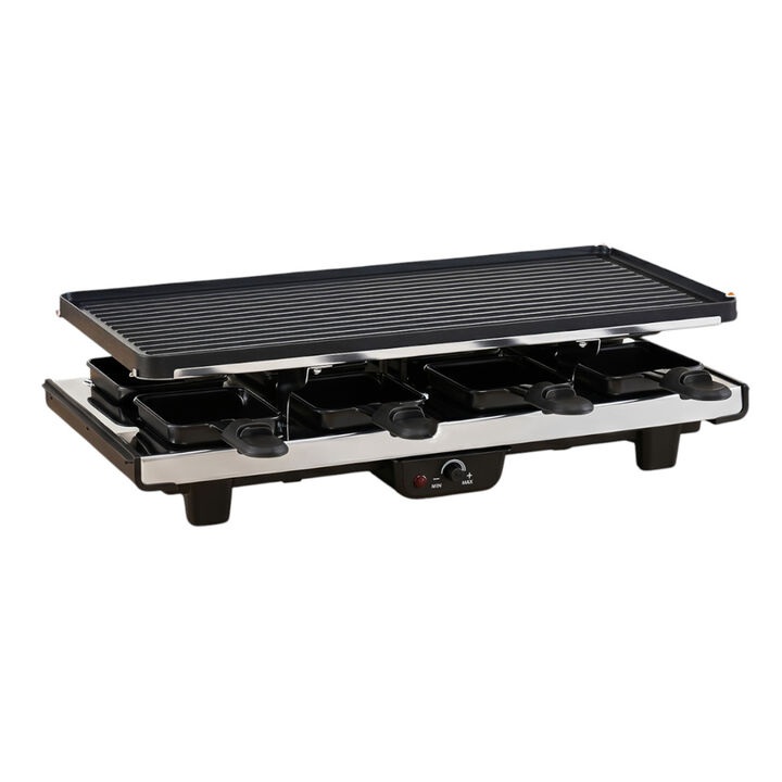 Electric Table Grill and Griddle with Reversible Nonstick Plate for 8 People