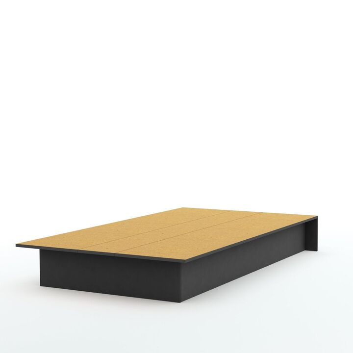 QuikFurn Twin size Platform Bed Frame in Black Wood Finish