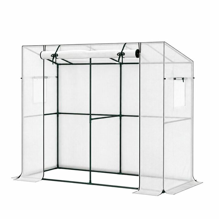 WOW PIONEER Portable Walk-in Outdoor Lean-to Small Greenhouse with Roll-up Door and Mesh Windows for Indoor and Outdoor Plant Growth