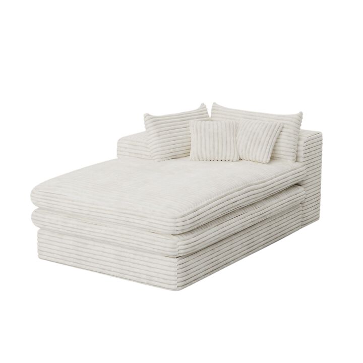 HomeRoots 67" Corduroy Left Hand Facing Chaise Lounge Chair