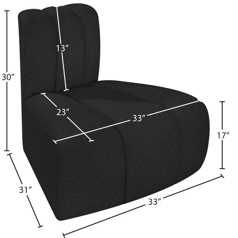 Meridian Furniture Arc Black Boucle Fabric Reverse Corner