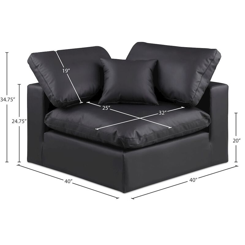 Meridian Furniture Comfy Black Vegan Leather Modular Corner Chair