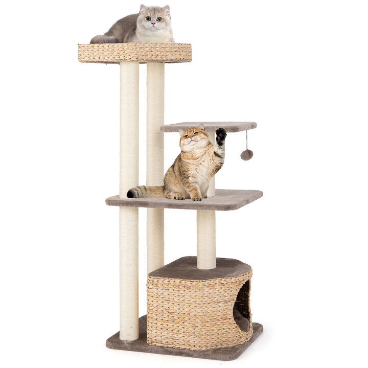 4-Layer Cat Tower with Scratching Posts, Cozy Condo & Washable Cushions for Indoor Cats