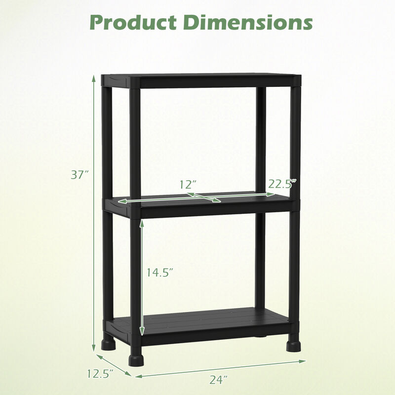 3-Tier Heavy-Duty Plastic Storage Shelves Freestanding Garage Shelving Unit image number 2