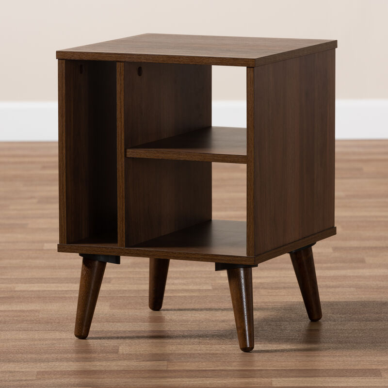 Baxton Studio Sami Mid Century Modern Walnut Finished Wood End Table