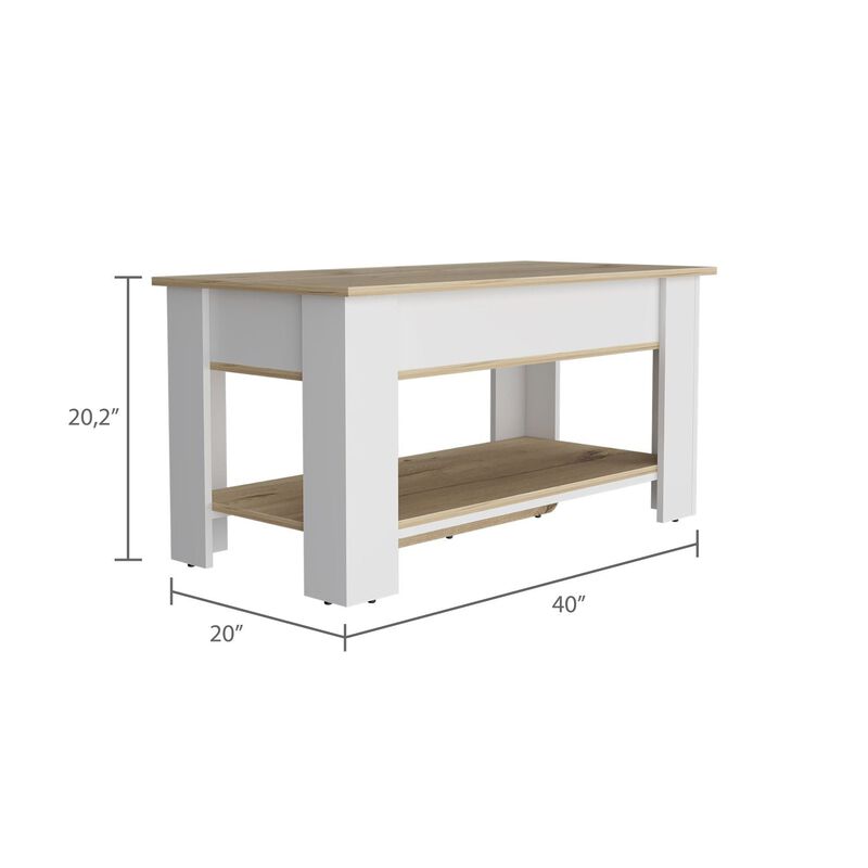 DEPOT E-SHOP Saturn Storage Table, Four Legs, Lower Shelf