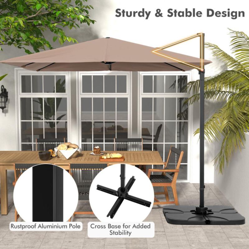 Hivvago 9.5 Feet Square Patio Cantilever Umbrella with 360&deg; Rotation