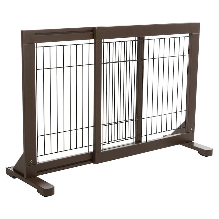 TRIXIE Adjustable Wooden Freestanding Pet Gate, Tall Step Over, Expands to 42.5"