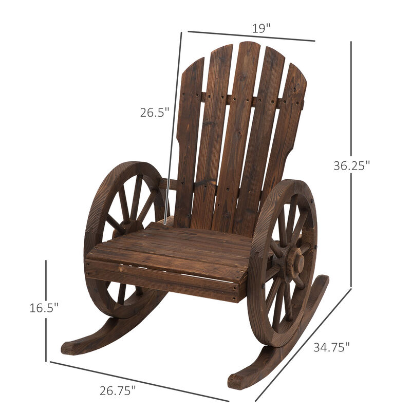 Hivvago Outdoor Wooden Rocker Chair with Oversized Back image number 2