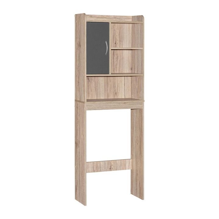 Better Home Products Ace Over-the-Toilet Storage Cabinet in Natural Oak & Dark Gray