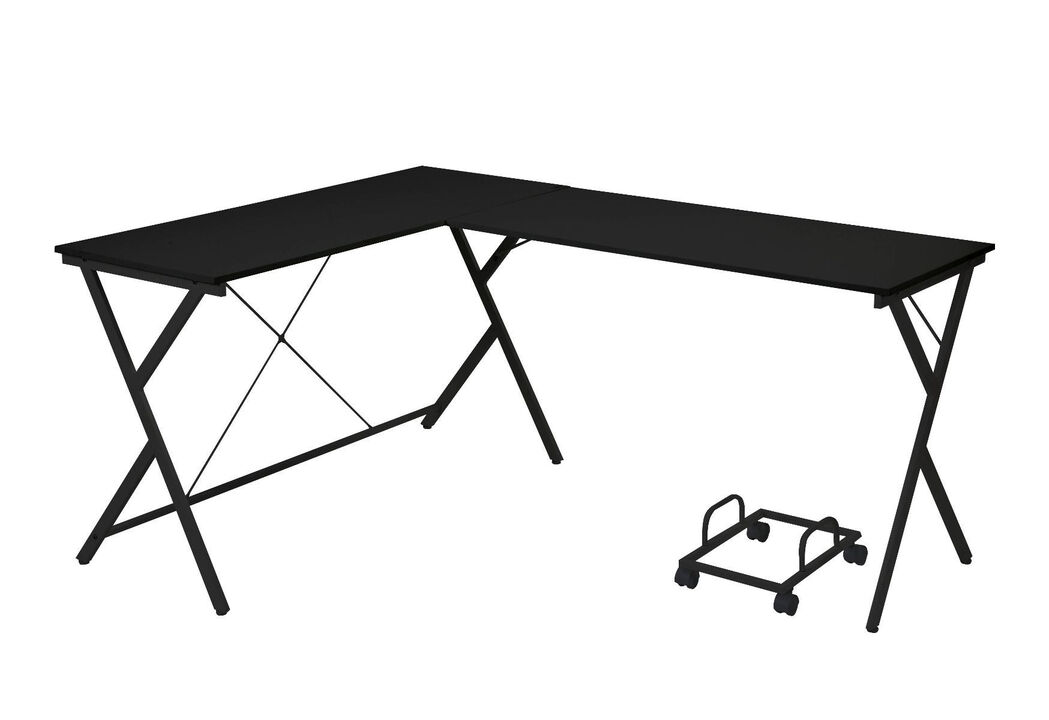 HomeRoots 62" Black L Shape Computer Desk