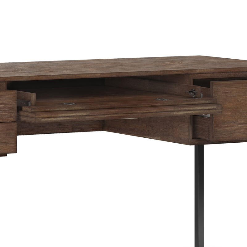 Richmond SOLID ACACIA WOOD Modern Industrial 60 inch Wide Desk in Rustic Natural Aged Brown image number 4