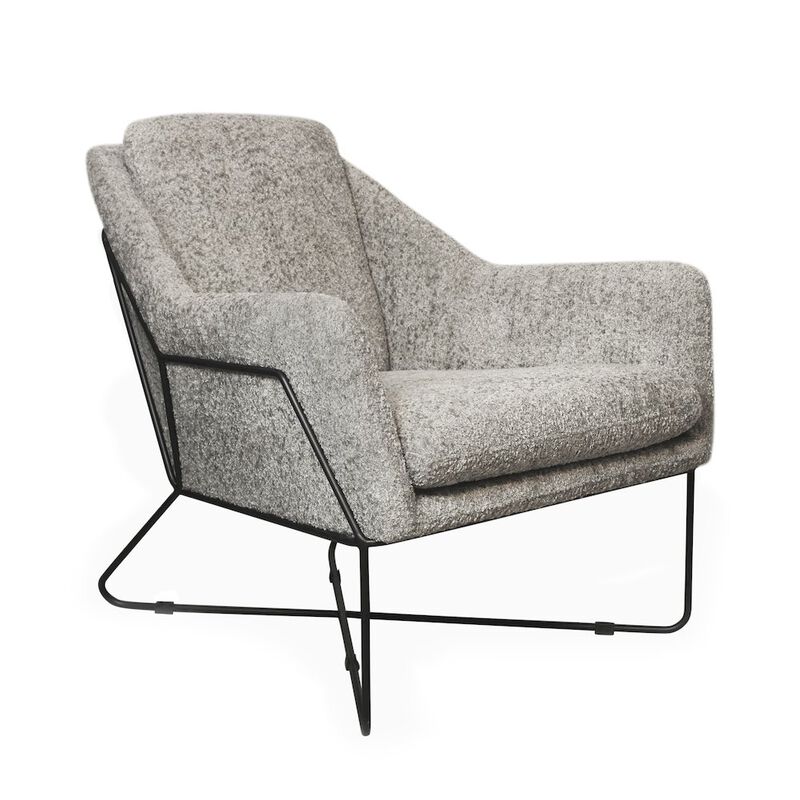 Emilia Lounge Chair in Gray Boucle Fabric
