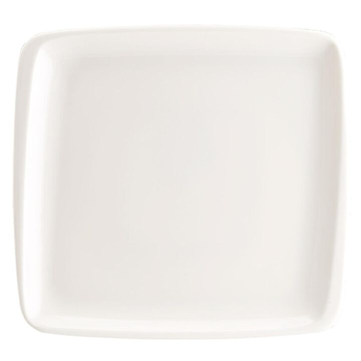 Moove 12.75" x 12" x h:0.75" Square Warm White Porcelain Platter