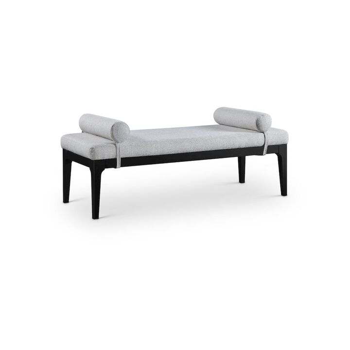 Meridian Furniture Priscilla Grey Linen Textured Fabric Bench