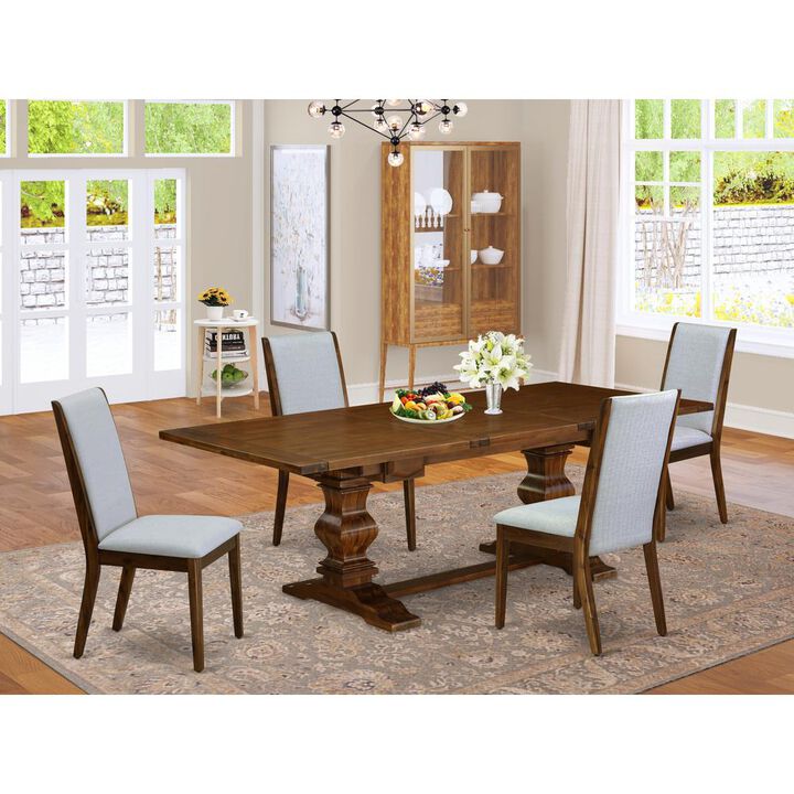 East West Furniture 5-piece kitchen table set with Chair&rsquo;s Legs and Modern Gray Linen Fabric