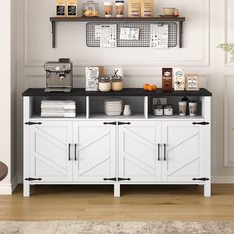 4-Door Sideboard Buffet with Power Outlets and USB Ports image number 1