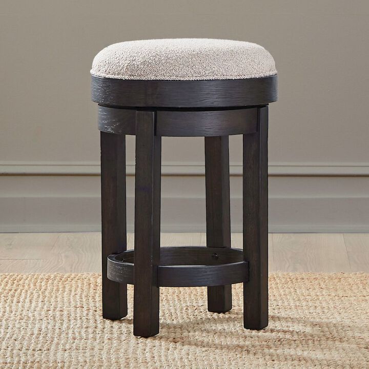 Liberty Furniture Swivel Console Stool 25" Height  - Peppercorn Oak Wood with Taupe Linen