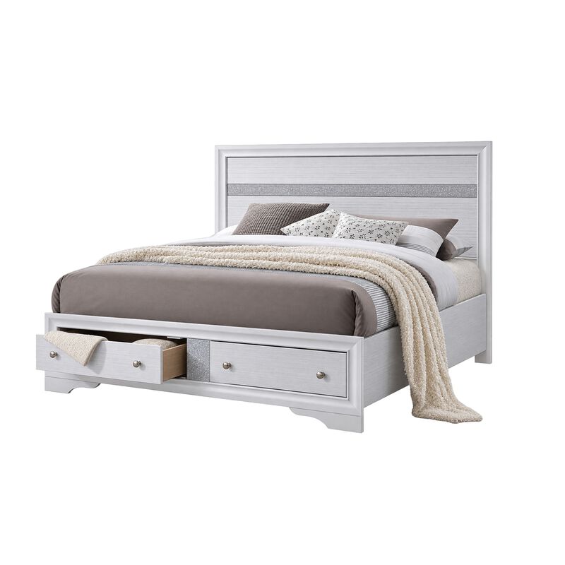 2pc King Bedroom Set, Storage White, Nightstand image number 2