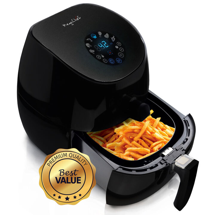 MegaChef 3.5 Quart Airfryer And Multicooker With 7 Pre-programmed Settings in Sleek Black