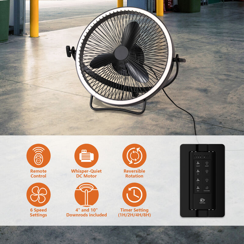 20 in. Matte Black Dual Hanging Rotatable LED Ceiling Fan with Light and Remote