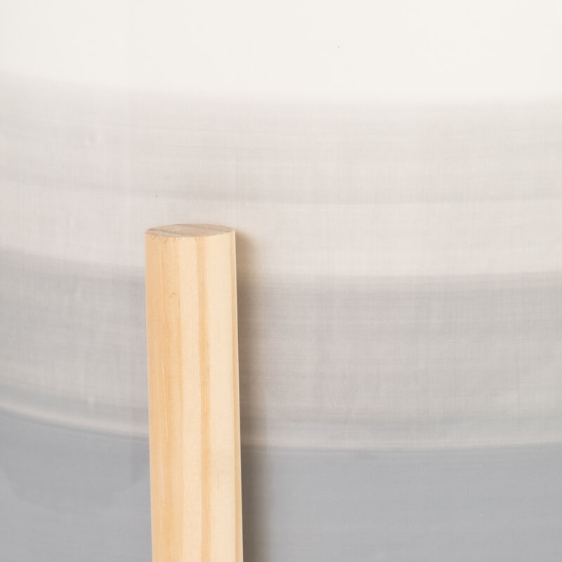 8" Ceramic Planter with Wood Stand, Beige Mix