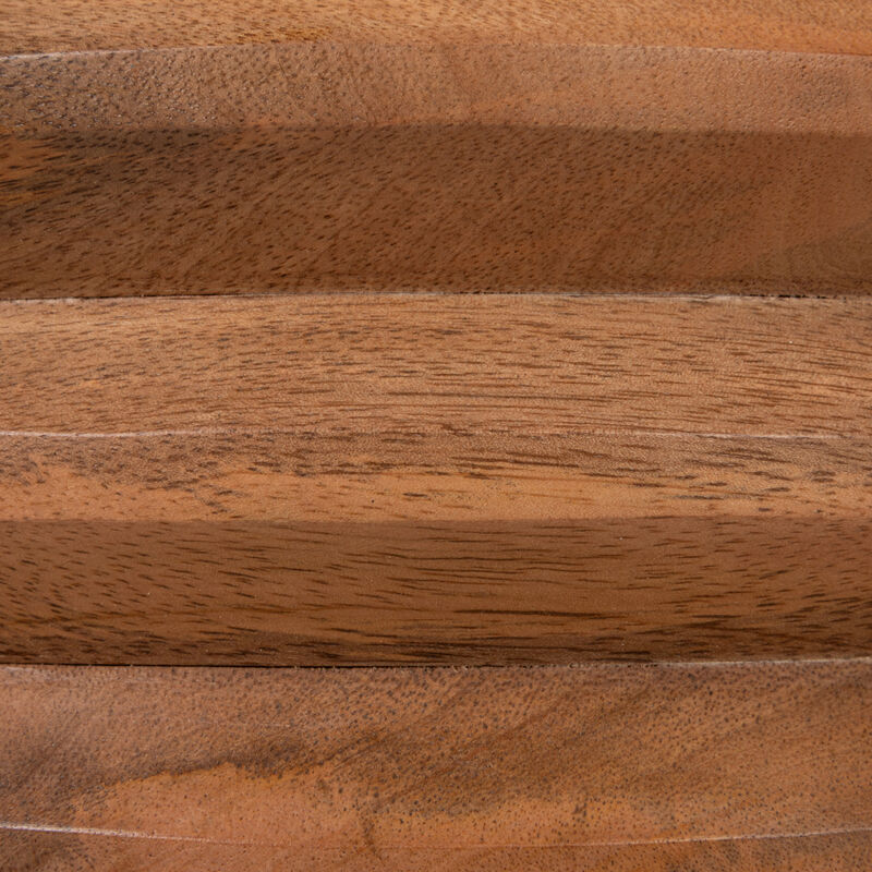 Round Ribbed Mango Wood Side Table, Honey Walnut image number 5