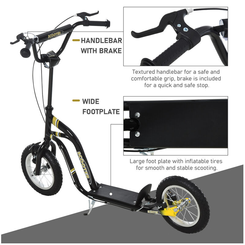 BreeBe Youth Scooter Front and Rear Caliper Dual Brakes 12-Inch Inflatable Front Wheel Ride On Toy image number 5