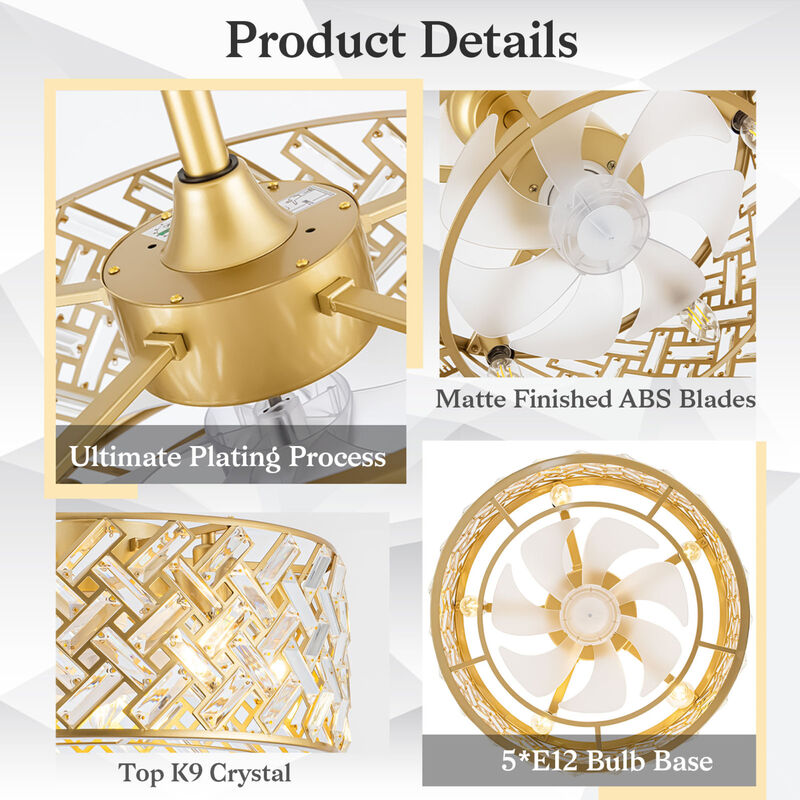 Crystal Cage Ceiling Fan image number 4