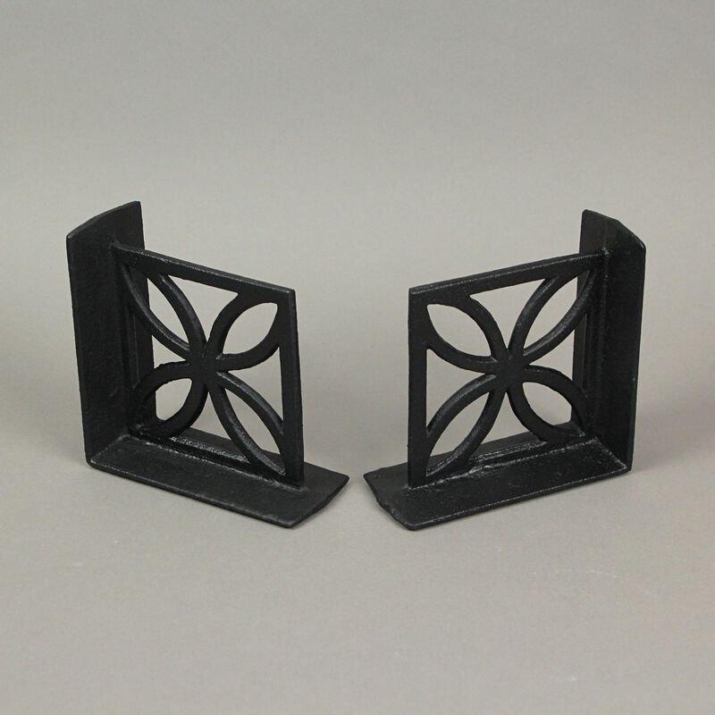Set of 2 Cast Iron Breeze Block Bookends Mid Century Modern Home Bookshelf Decor image number 4