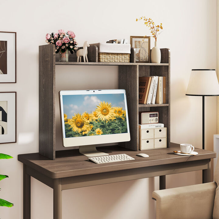 3-Tier Desk Bookshelf with 4 Open Shelves, Multipurpose Storage for Home or Office