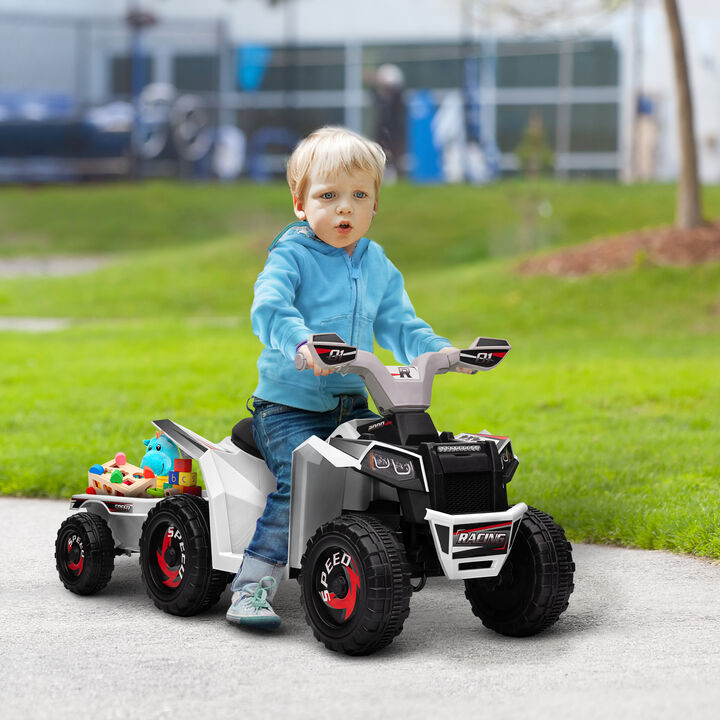 BreeBe 6V Electric Toy Car with Back Trailer, Forward Backward, Wear-Resistant Wheels