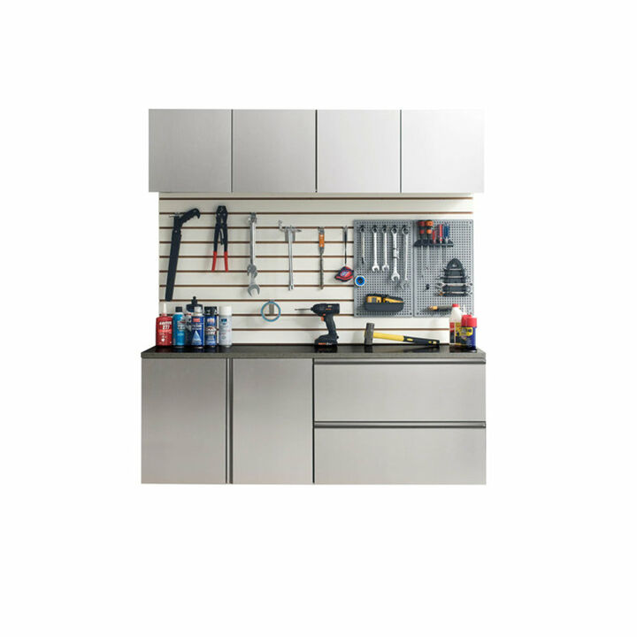 FC Design Garage TECH Series 64 in. W x 72 in. H x 20 in. D Metallic Grey Garage Cabinet Set C (5-Piece)