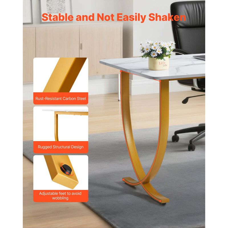 Large Executive Computer Desk, Modern Office Workstation for Conference Room and Home Office-White image number 4