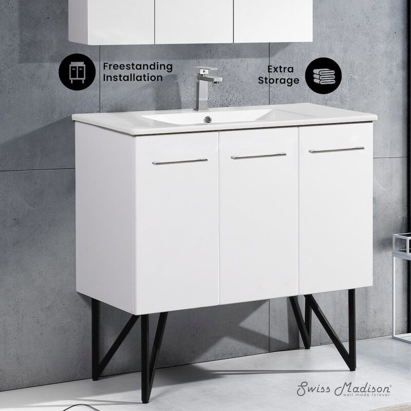 Annecy 36" Freestanding Bathroom Vanity in White with Sink Top image number 1
