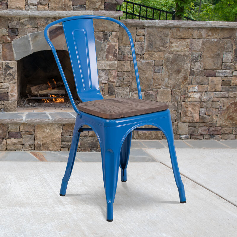 Metal/Wood Colorful Restaurant Chairs image number 1