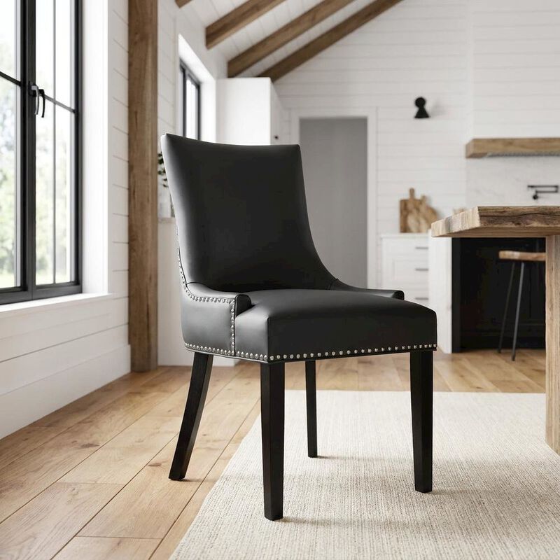 Vegan Leather Upholstered Dining Chair for Kitchen or Dining Room, Tan image number 3
